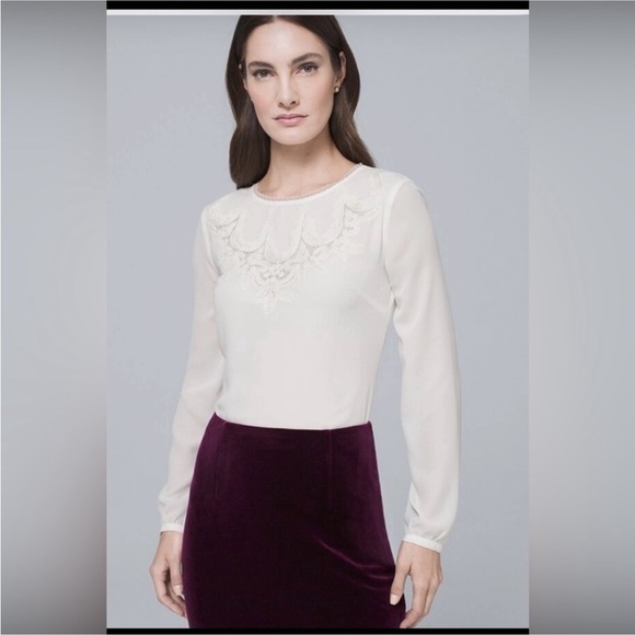 White House Black Market Tops - White House black market embroidered blouse size 12 new with tags.